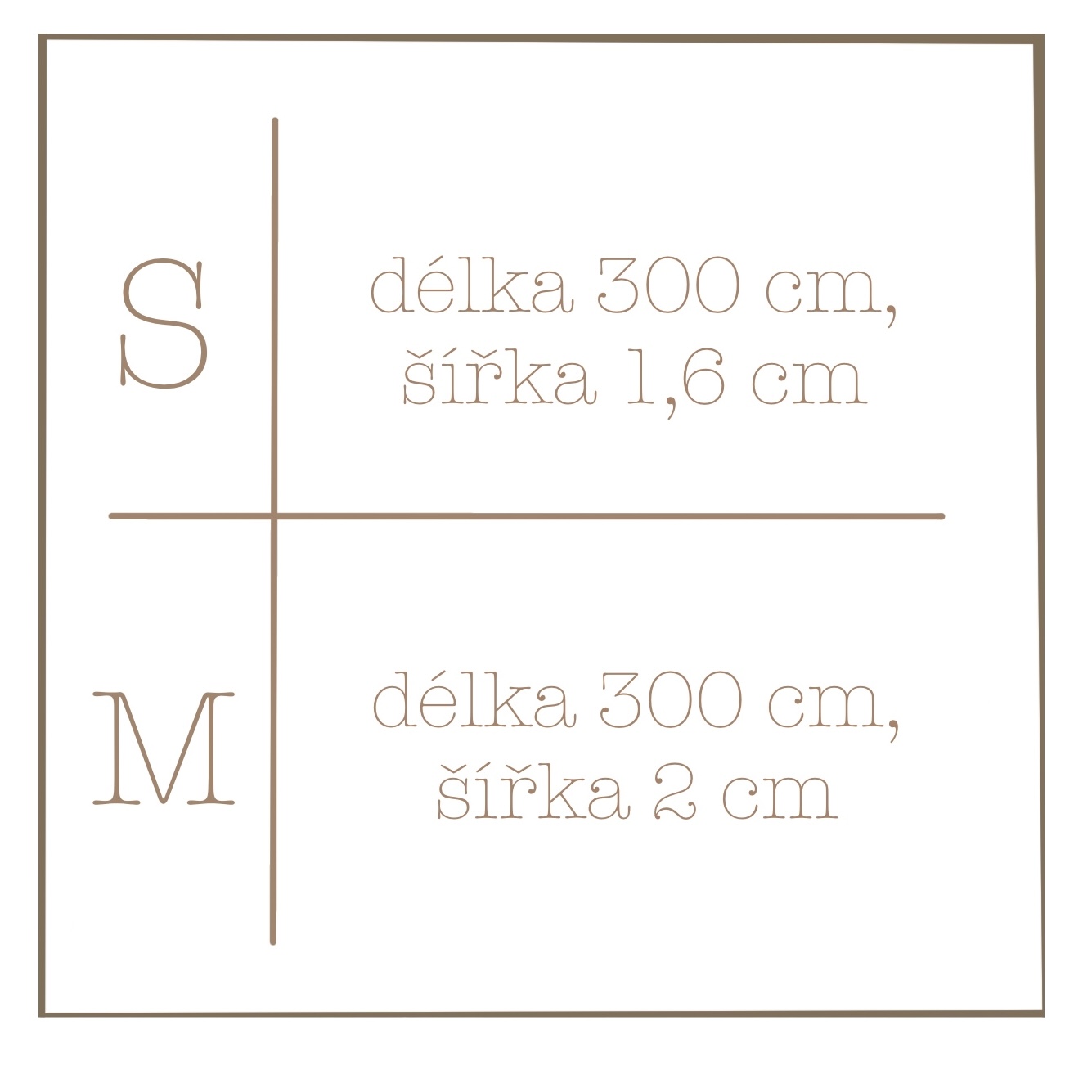 Tabulka velikostí přepínací vodítka